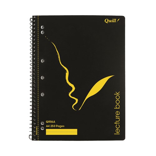 QUILL Q SERIES LECTURE BOOK A4 70gsm Spiral PP 250pge Black